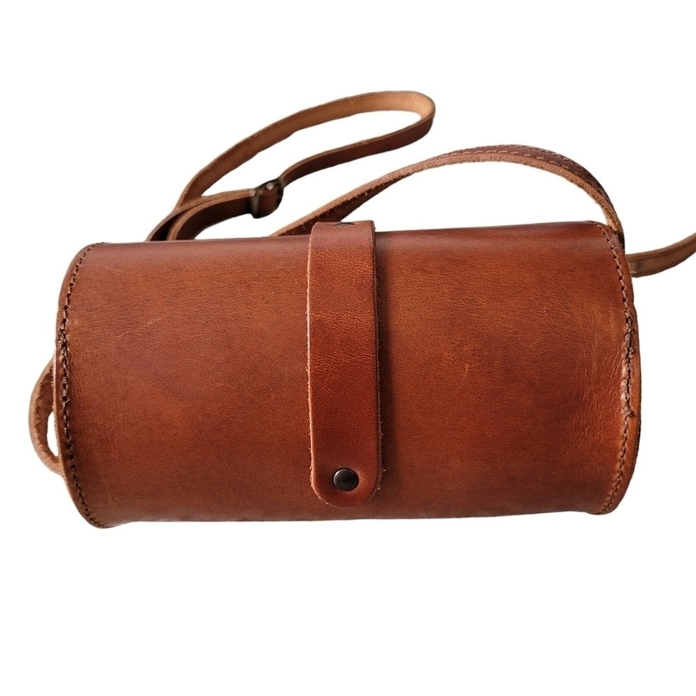 Genuine Leather Cylinder Shape Mini Crossbody Bag Handmade in Greece - Picture 7 of 15